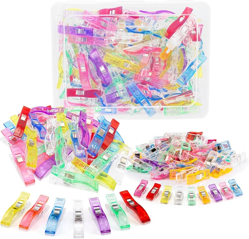 Doukey 200PCS Sewing Clips Fabric Clips Sewing Notions for Sewing Quilting Supplies Crafting Tools Jumbo Quilt Clips Plastic Clips Craft Clips(100 Large Sewing Clips+100 Small Sewing Clips) - Image 1